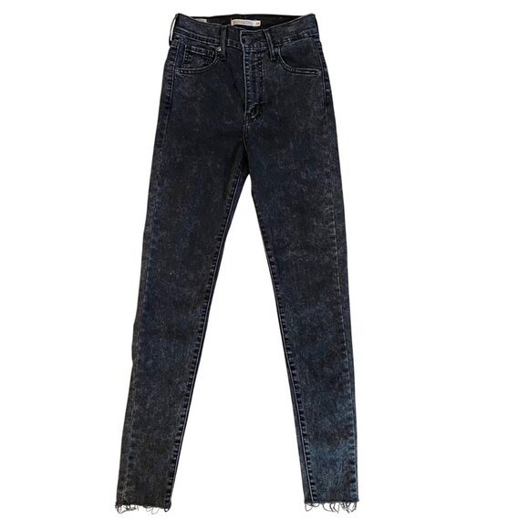 Levis Premium Mile High-Waisted super skinny Jeans 25 stretch Denim marble Black - Picture 1 of 13